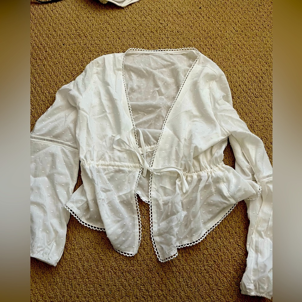 Long sleeve tied blouse from Shein.